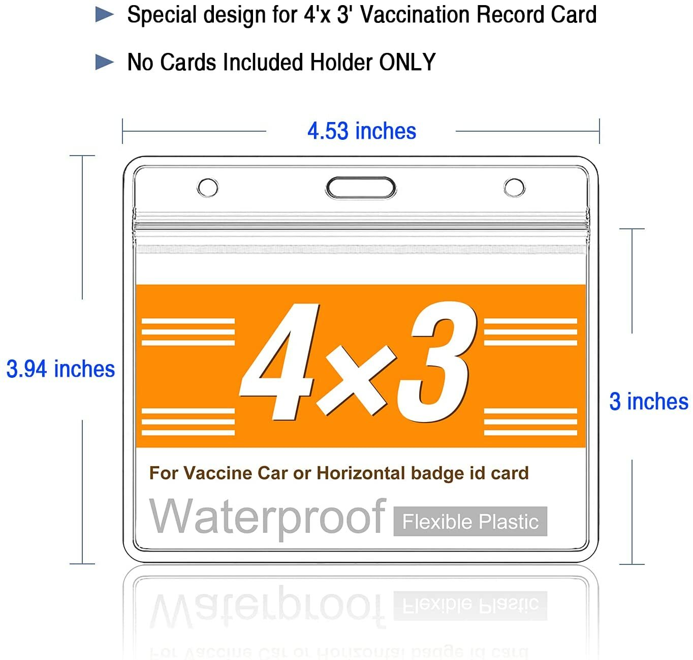 6 Pack WATERPROOF Vaccination Card Holder Record 4 x 3 Protector vaccine cdc ID image 2