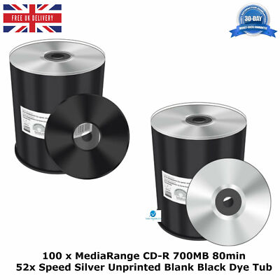MediaRange CD-R 700MB 80min 52x Speed Silber Unbedruckt Leer Schwarz Farbstoff Wanne SET
