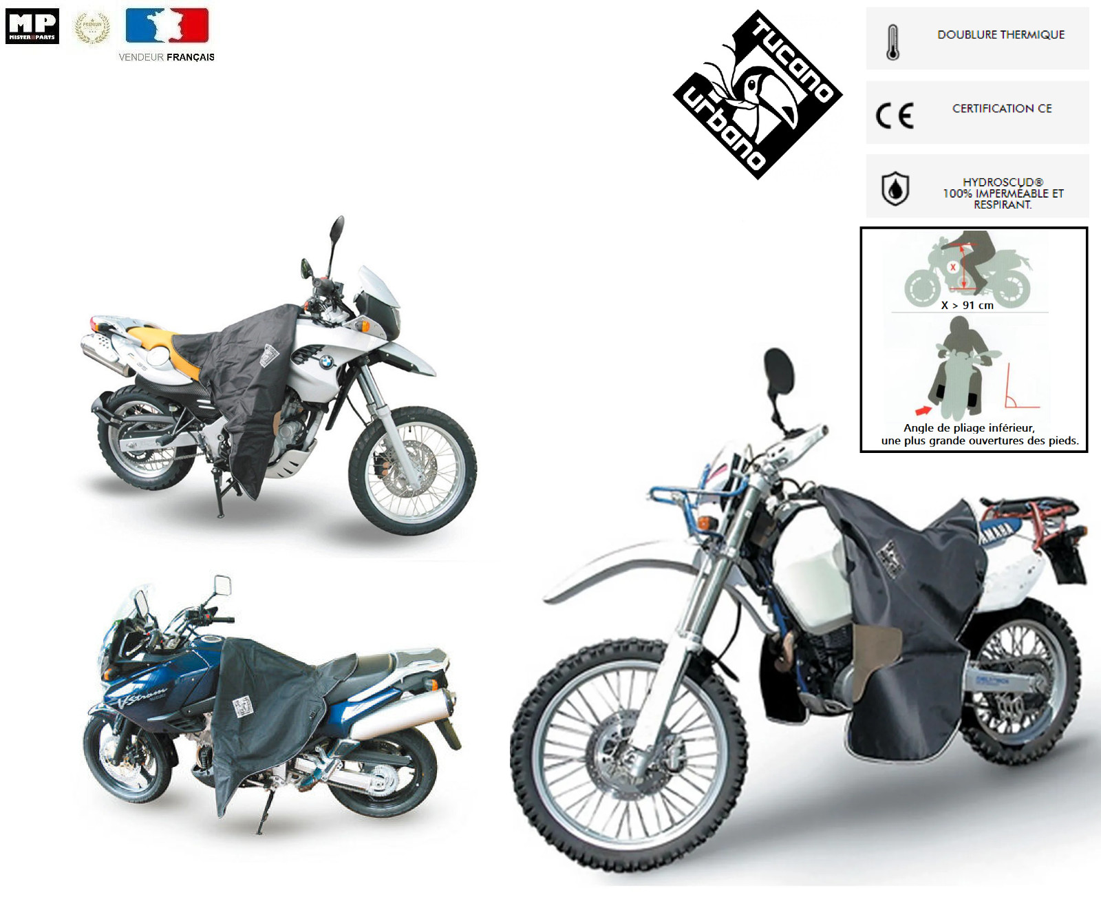 Tablier moto Tucano R119 Suzuki DR 650 protection pluie couverture thermique hiver