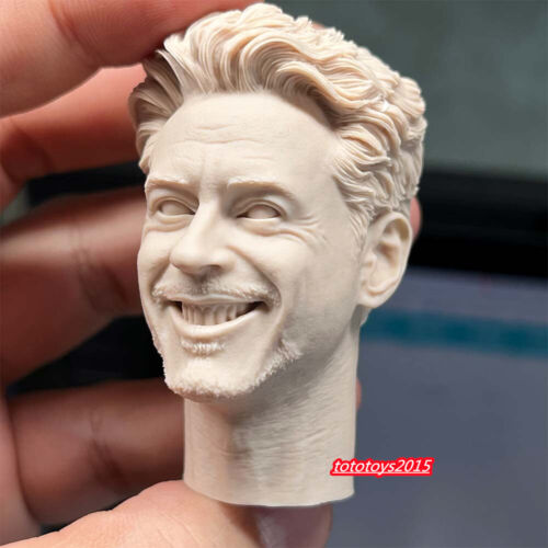 1:6 Man Tony Stark Smile Head Sculpt Model For 12" Male Soldier Body Toy - Picture 2 of 4