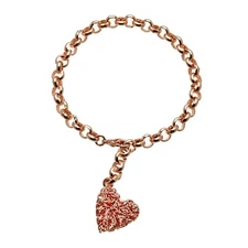 Rose gold plated heart tag charm friendship bracelet - Rowan RG by Bello London