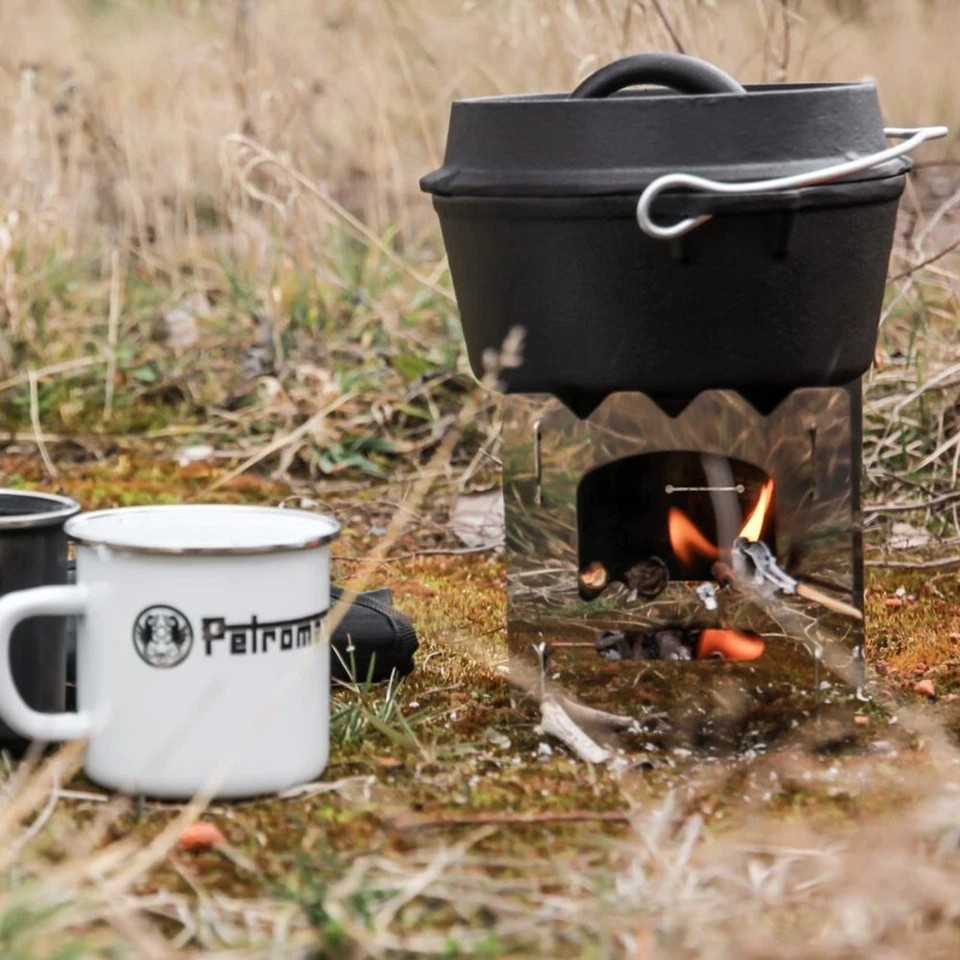 Horno holandés de hierro fundido Petromax para fogata o cocina doméstica, pre-sazonado, 3 patas Foto 3 de 4