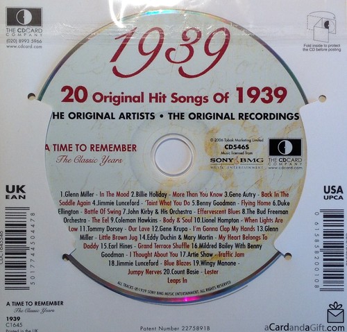 Born 1939 Happy 86th Birthday Year Greeting Card & Classic Songs CD Download - Picture 4 of 4