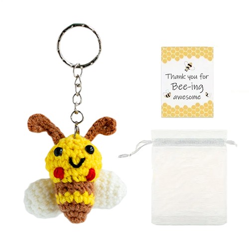 Bees Keychain 3D Bumblebees ventes exceptionnelles Pendant Keyring Thank You Card Crochet Keychains