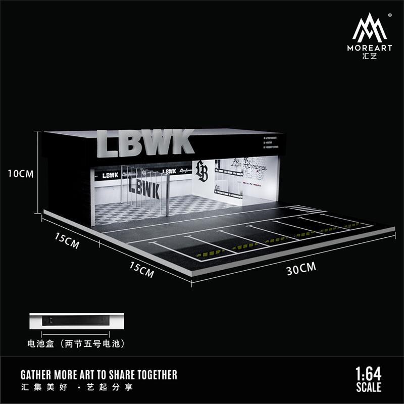 1/64 ガレージ　LBWK moreart ジオラマ　ホットウィール　ピット Amazon | 1/64 MoreArt ジオラマ LBWK 駐車場 ミニカー一台