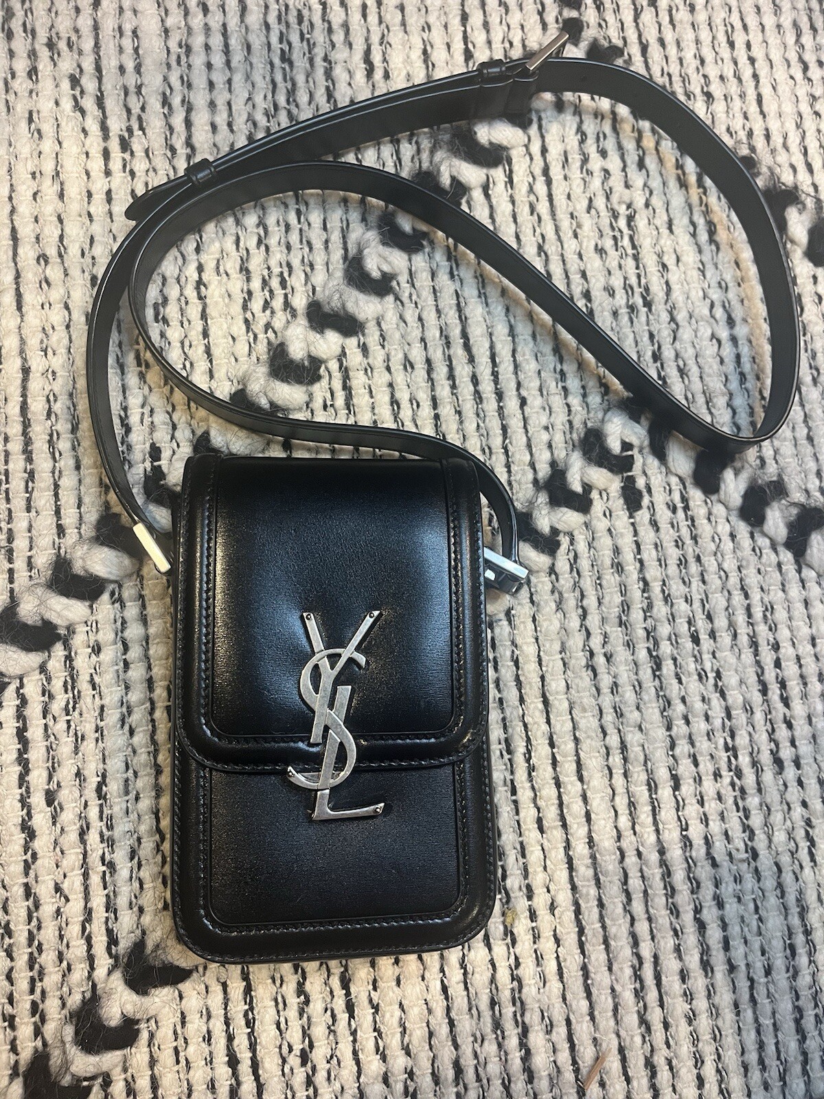 SAINT LAURENT YSL SOLFERINO MINI BORSA NERA IN PELLE LISCIA