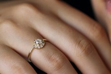 0.2ct Round Cut Moissanite Engagement Ring 14k Yellow Gold Plated Egyptian Crown