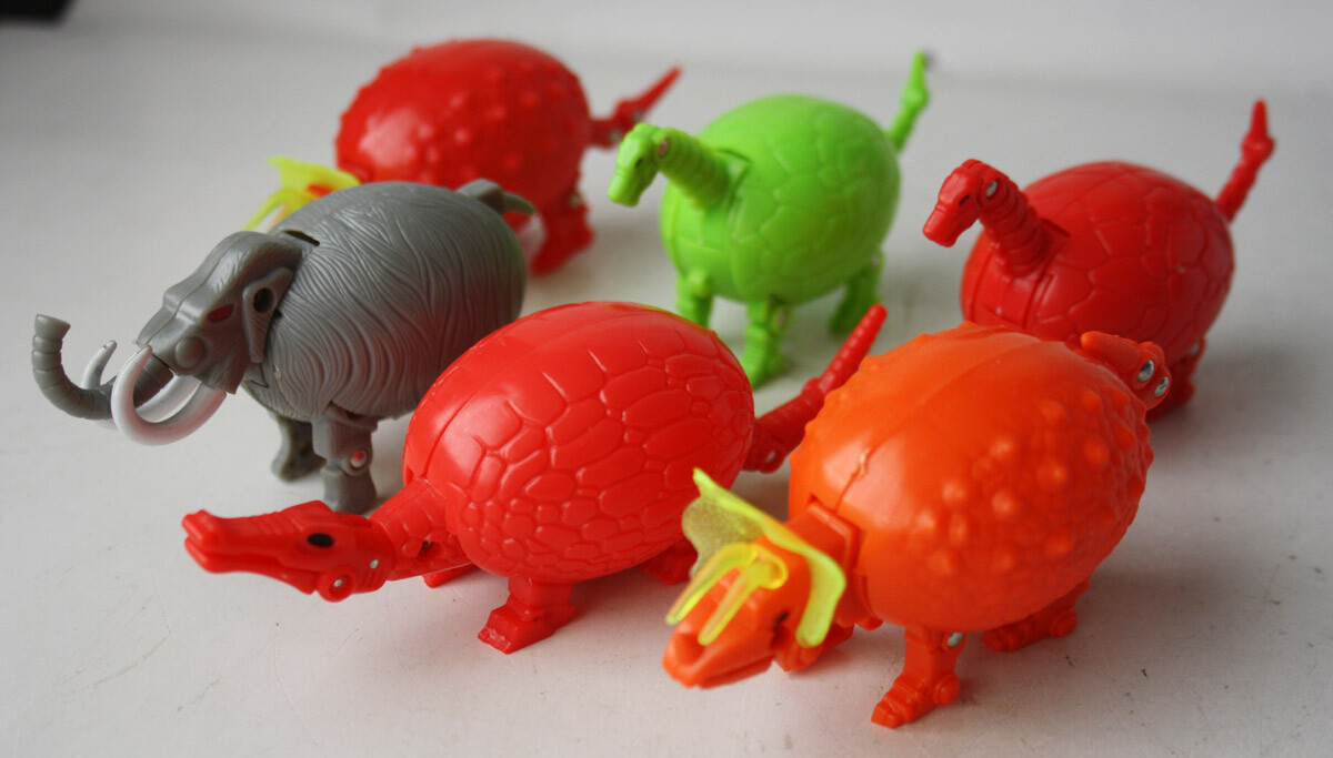 6X VINTAGE 80'S METEORBS TAMAGORAS KO EGG FIGURES CROCOBITE TUSKOR