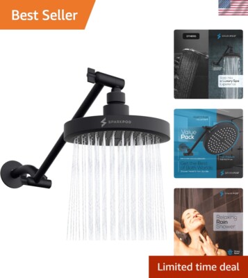 Midnight Black 6'' Round Rain Shower with 11'' Adjustable Arm for Ultimate Comfort