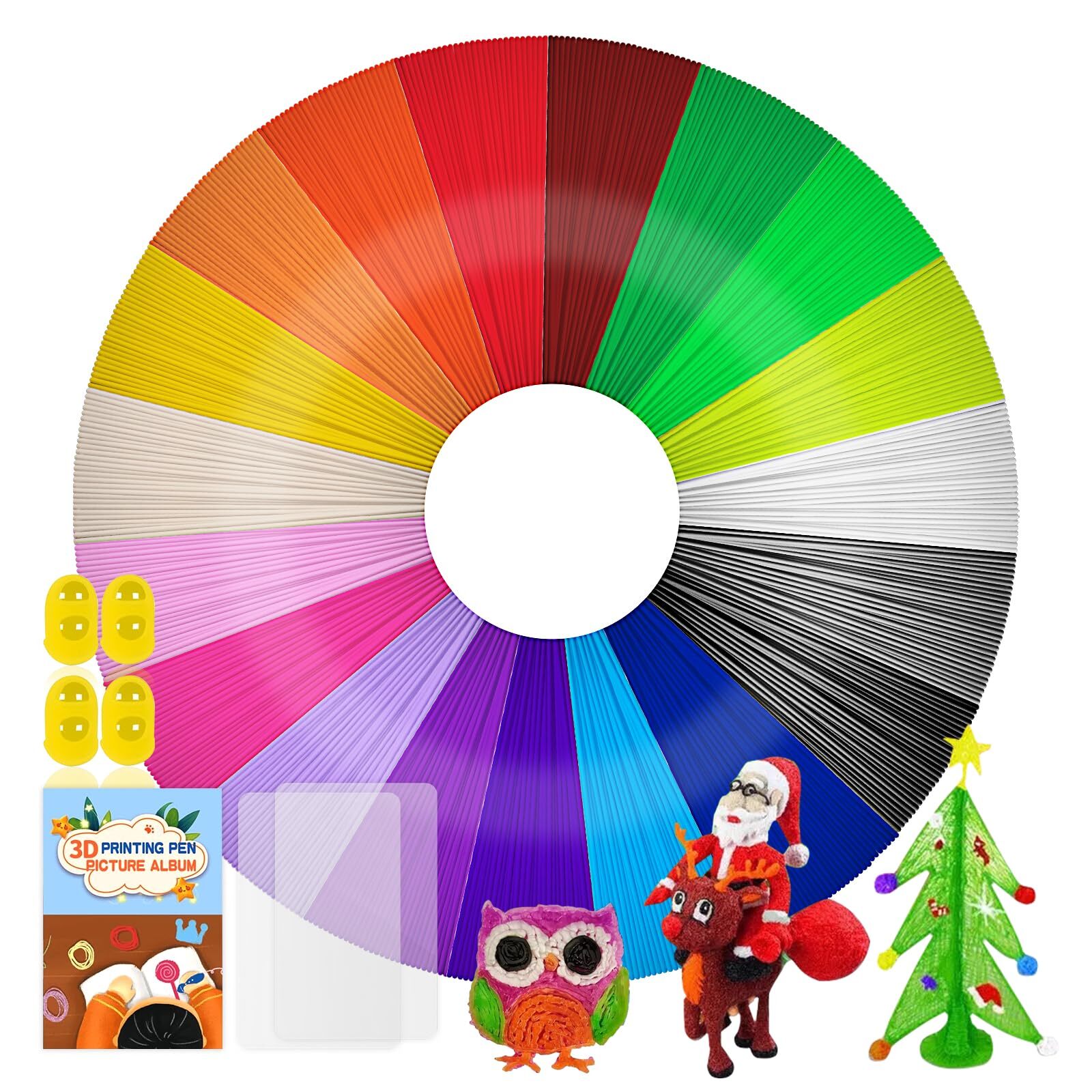 YlYADl Filamento Penna 3D PLA 1.75mm 20 Colori 10M Ricariche Penna 3D Colorat...