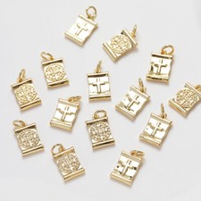 4pcs Gold Rectangle Charm,Rectangle Cross Medallion Pendant