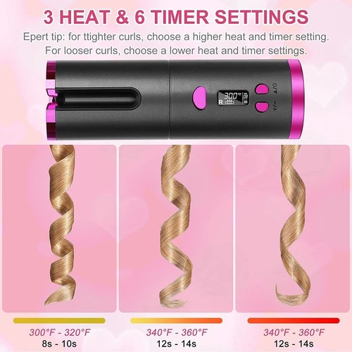 Wireless Automatic Curling Iron, Cordless Auto Hair Curler - Picture 4 of 7