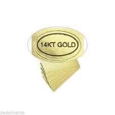 14KT GOLD Adhesive LABELS ~ Peel + Stick Oval with text 1/2" x 5/16" Lot of 500