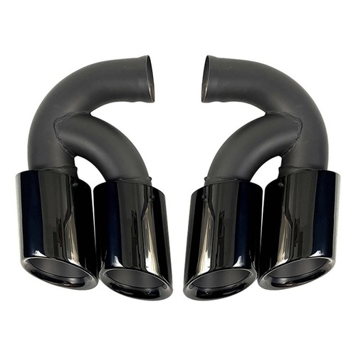 PAIR Muffler Pipe Tip For 2010-2014 Cayenne 958 Round V6 V8 Gas Stainless Steel - Foto 2 di 8