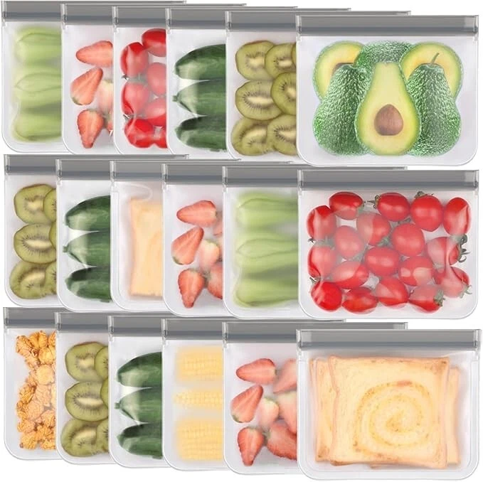 Paquete de 18 bolsas reutilizables para sándwich aptas para lavavajillas bolsas.
Opens in a new wind