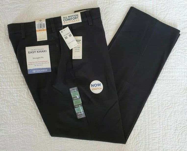 NEW Dockers Easy Khaki Straight Fit Pants w Stretch 297120006 Black Many Sizes