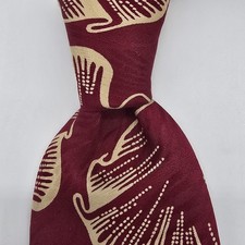 Vintage Guy Laroche Made in USA Silk Tie Red  Cream Floral