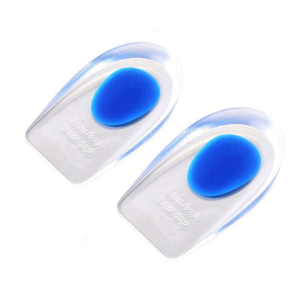 Qiuyan 1 Pair Gel Heel Cups Plantar Fasciitis Inserts 35-39 (UK 4-7), Blue