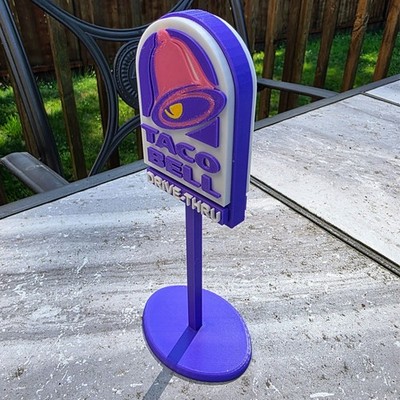 Double Sided Taco Bell Miniature Drive Thru Restaurant Sign - 7'' Desk Display