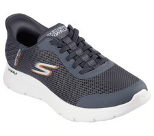 NIB MENS SKECHERS 216324/GRY GO WALK FLEX HANDS UP SLIP INS GRAY SPORTY SHOES