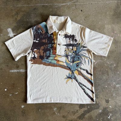 トップス 70s Lightning Bolt vintage shirt 70s VINTAGE LIGHTNING BOLT HAWAII SURF BRAND COLLARED SHIRT SZ L