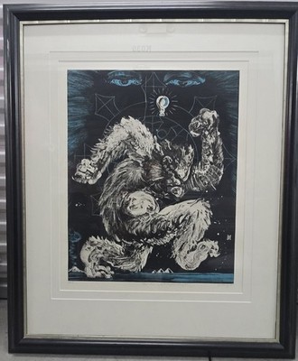 Limited Edition Don Ed Hardy Intaglio Etching 'Stayin Alive' Signed by Artist