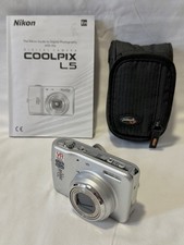 Nikon Coolpix L5 Digital Camera Silver 7.2MP 5x Zoom Tested w/ Case Manual