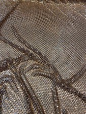Gold Diamond Rhinestone Mesh Fabric   Sparkly Crystal Net Fabric By The Yard
