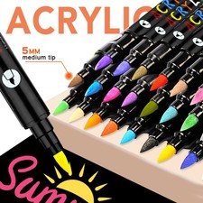 24 Color Acrylic Paint Pens 3D Nail Art Pen Quick-Drying Dotting Home Salon DIY