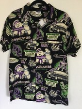 Ghostbusters Shirt Mens XS Black AOP Buttons Halloween Horror Nights NWT