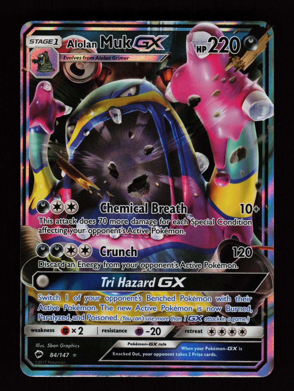 Alolan Muk GX 84/147 Holo GX Rare Burning Shadows Pokemon Cards