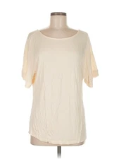 H By Halston Women Ivory Short Sleeve T-Shirt M