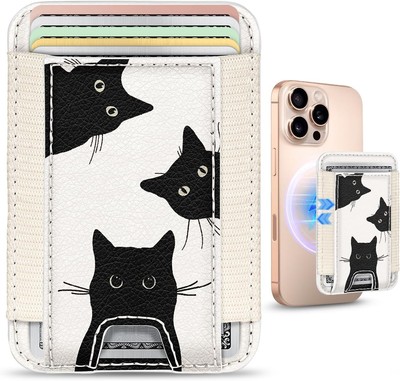 Shorogyt Compatible with Magsafe Wallet - for Magnetic Leather Three Cats 