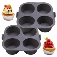 Silikon Muffinform 4 Mulden 2Er Set Antihaft Backform Grau SpüLmaschinengeeignet
