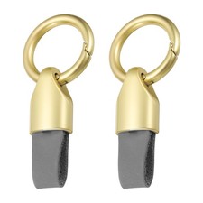 2pcs Car Key Chain Ring Clip, Leather Keychain Key Fob, Champagne Gold Grey