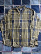 Vintage 50s 60s Cotton Plaid Loop Collar Shirt Button Down Sanforized Size M USA