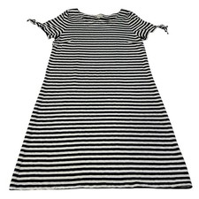 Talbots Dress Striped Women's Sz L Black/White Tie Sleeve Cotton Beachy