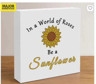 5 x 5 Zoll Schreibtisch Wohndeko Holzblock in einer Welt der Rosen Sei ein Sonnenblumengeschenk