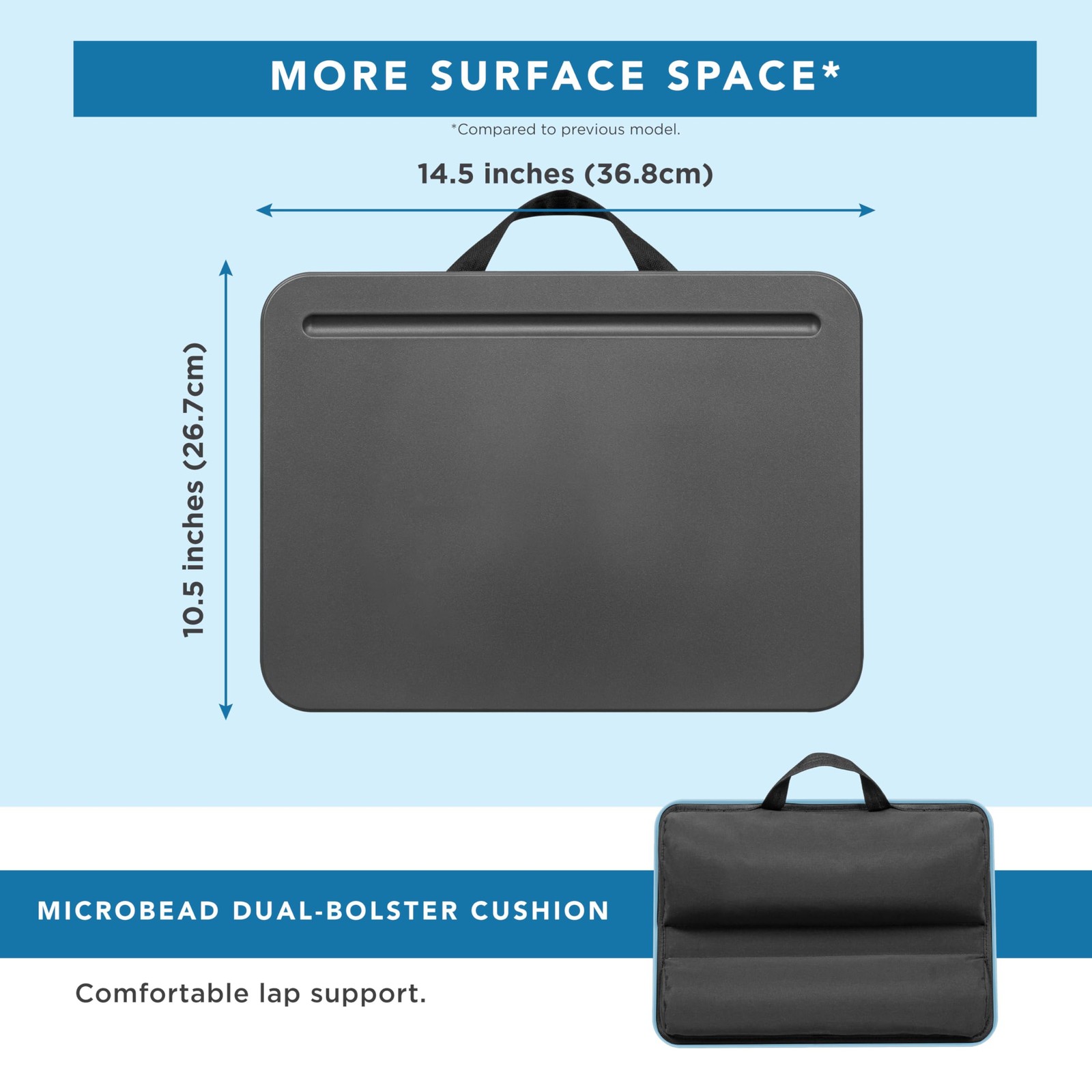 LapGear Compact Lap Desk-Charcoal-Fits Up to 13.3 Inch Laptops-Style No. 43105