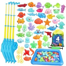 Magnetic Fishing Game for Kids 3-5 with Toddler Fishing Poles, Magnetic 4PC