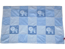 Amy Coe Limited Ed Blue Lion Patchwork Squares Baby Blanket Security 30x40"
