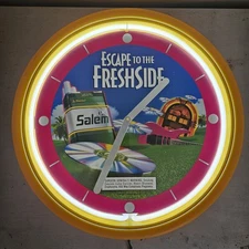 Vtg 1992 Salem Cigarettes Neon Wall Clock Promo TESTED & WORKING