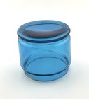 Antique Painted Enamel Blue Glass Jar & Cover Flowers Leaves — photo 7