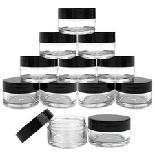 12 Piece Acrylic Round Clear Jars with Lids for Lip Balm, Creams, Cosmetics