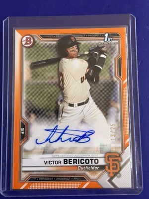 READ* 2021 Bowman #PAPR-VB Victor Bericoto 1st Autographs Orange /25 Giants