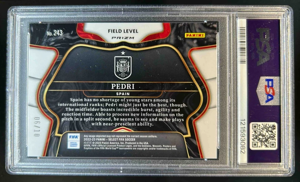 2022 Select FIFA Pedri Prizm Gold Field #/10 Spain PSA 10 - Image 2 of 2