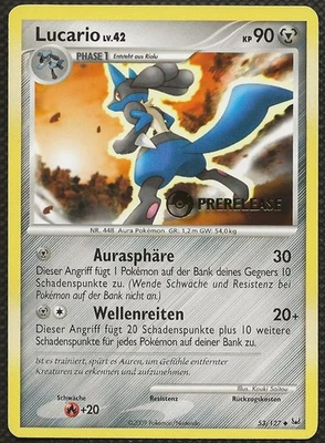Pokemon LUCARIO 53/127 Platinum Prerelease Promo Platin German DE NM/Ex - Bild 1 von 2