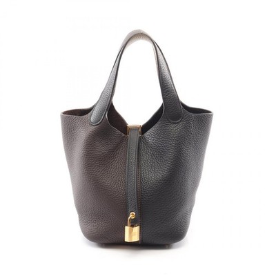 HERMES Picotin Lock PM Tricolor Tote Handtasche W Taurillon Clemence Black GHW