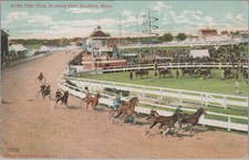 At The First Turn Brockton Fair MA 1910 Harness Racing Sulkies Postcard