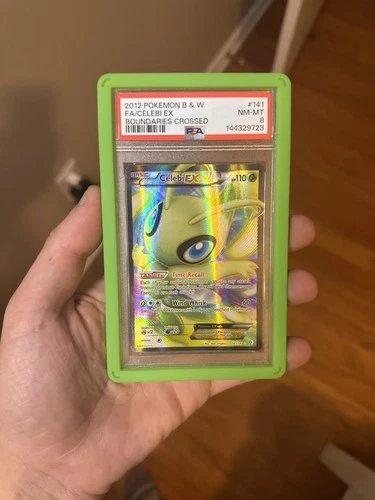 PSA 8 Celebi EX (141 Full Art) 141/149 Boundaries Crossed Holo black and white